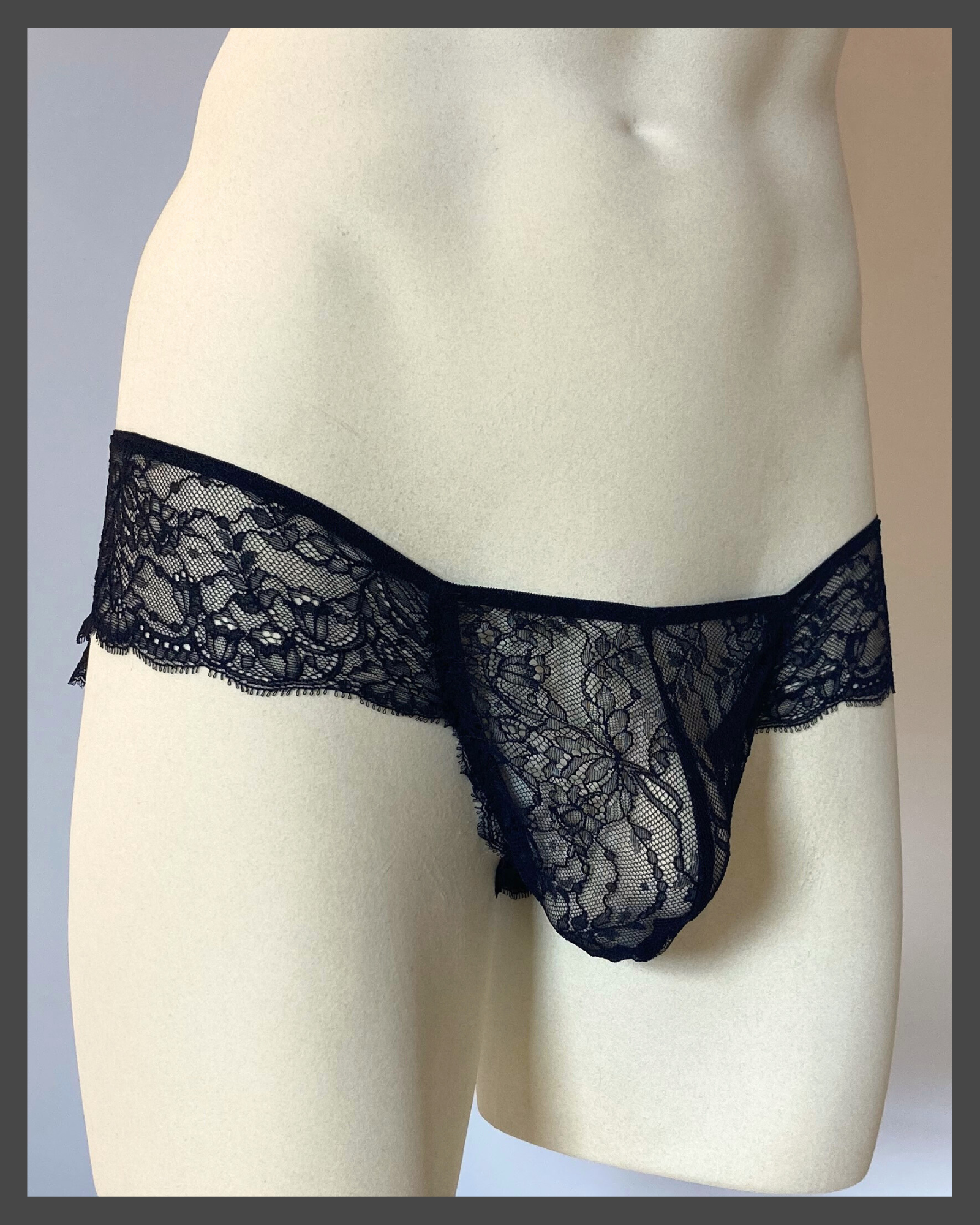 lingerie for men, mens black lace panties