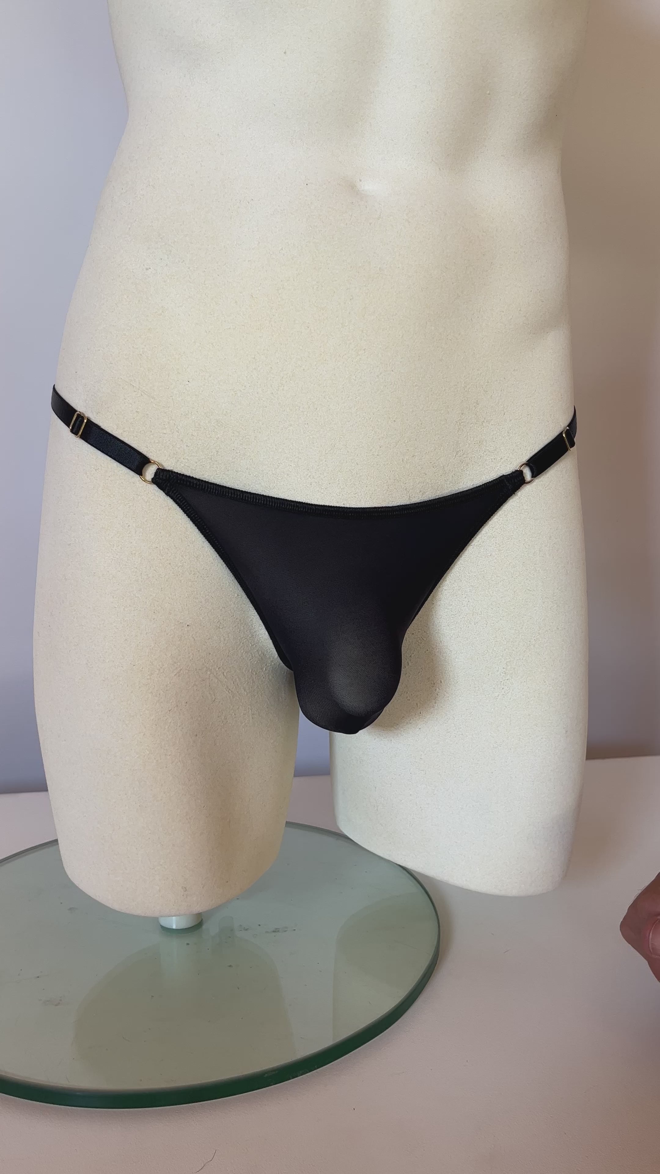 Mannequin showing the mesh tanga knickers for men, lingerie for men, mens lingerie, sexy knickers, sexy black panties for him, can men wear lingerie?, sexy underwear for men, best panties for men, men's cute panties, soft black panties for him, strappy black sexy panties for men, trans panties, trans friendly lingerie