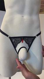 Load and play video in Gallery viewer, Jules describes the Italian style lasso thong from Moot Lingerie for men
