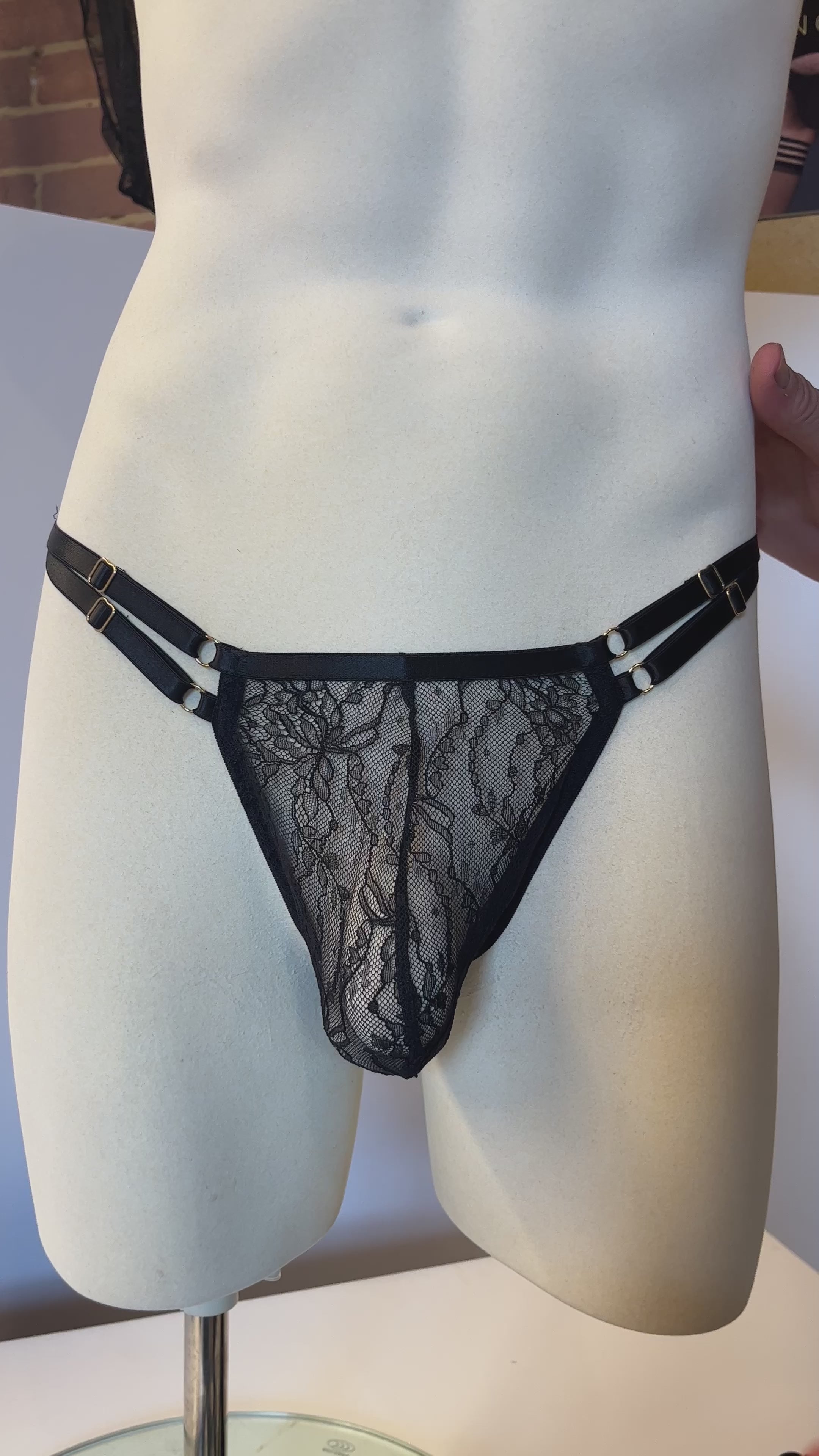 Jules describes the lacy black ouvert knickers for men by Moot Lingerie