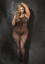 Load image into Gallery viewer, stretch net bodysuit with halterneck detail and open access hole in the gusset / rear. .

