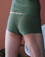 Load image into Gallery viewer, Rear view of the Hollywood boxer shorts in khaki by Moot Lingerie for men.
